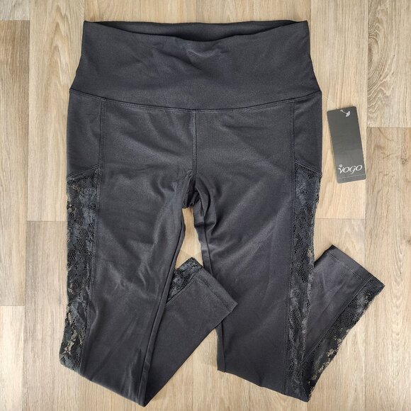 Vogo Athletica Women's Size XL‎ Black Moisture Wicking Leggings With Lace Detail - Picture 1 of 8